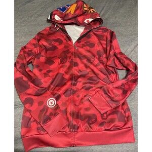 A Bathing Ape BAPE Shark Hoodie – Red Camo – Mens Large – Full Zip Hoodie